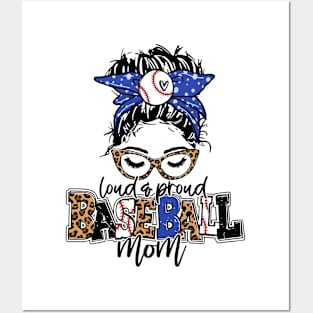 Loud And Proud Baseball Mom Messy Bun Leopard Baseball Mom Mother's Day Posters and Art